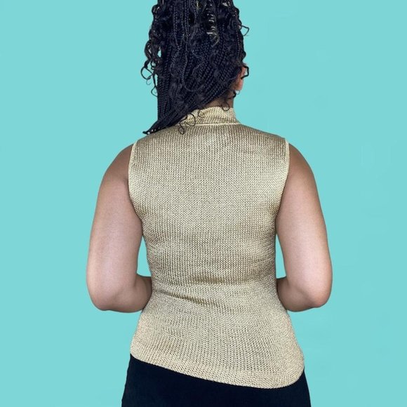 Vintage 80s/90s Sparkly Knit Turtleneck Vest - Picture 4 of 4